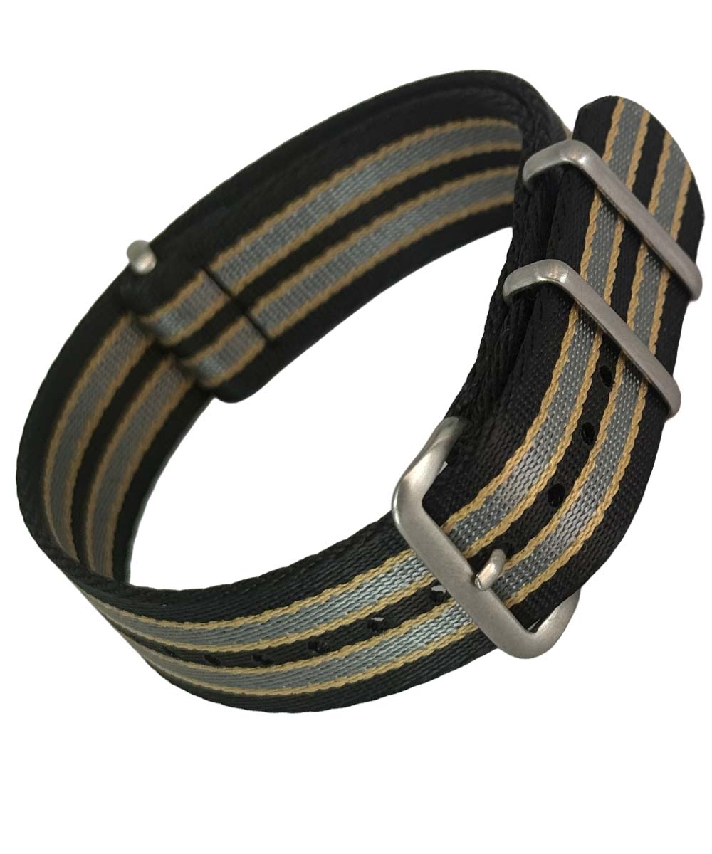 Nato Strap - schwarz grau sand gestreift