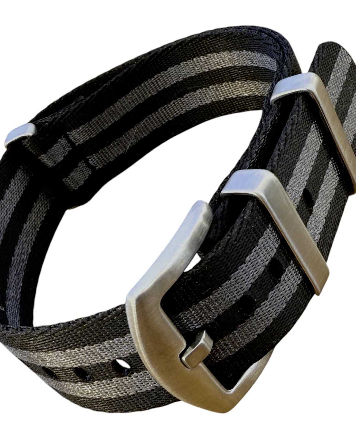 Nato Strap - EXTRA Lang -Farbe grau schwarz