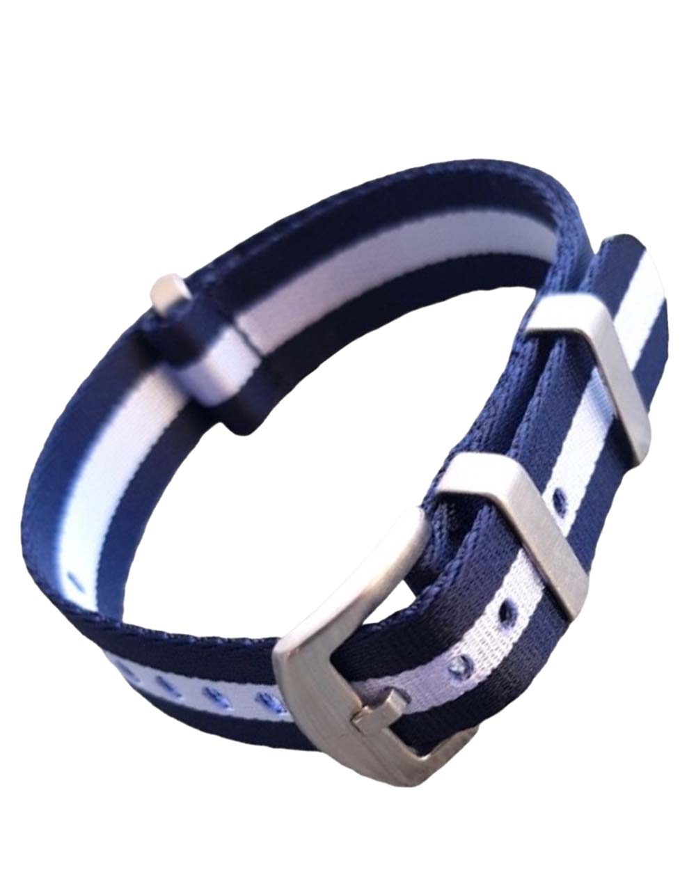 NATO Strap – navy weiss Uhrenarmband Seatbelt Nylon