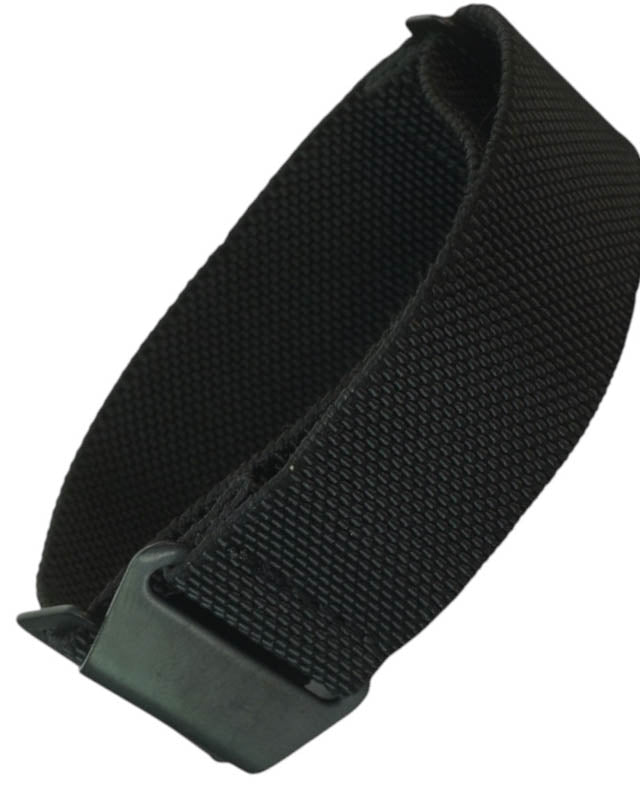 Einteiliges SpangenarmEinteiliges Spangenarmband mit Stretch Anteil Farbe, schwarz mit einer schwarzen schließe PVD