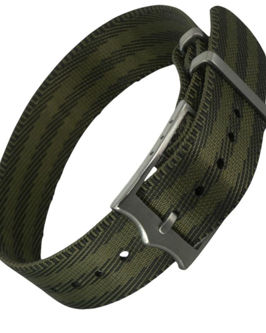 Einteiliges Uhrenarmband mit einer Premium schließe oliv schwarz