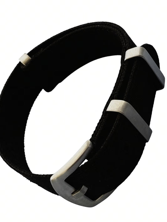 Einteiliges Uhrenarmband Canvas Farbe schwarz