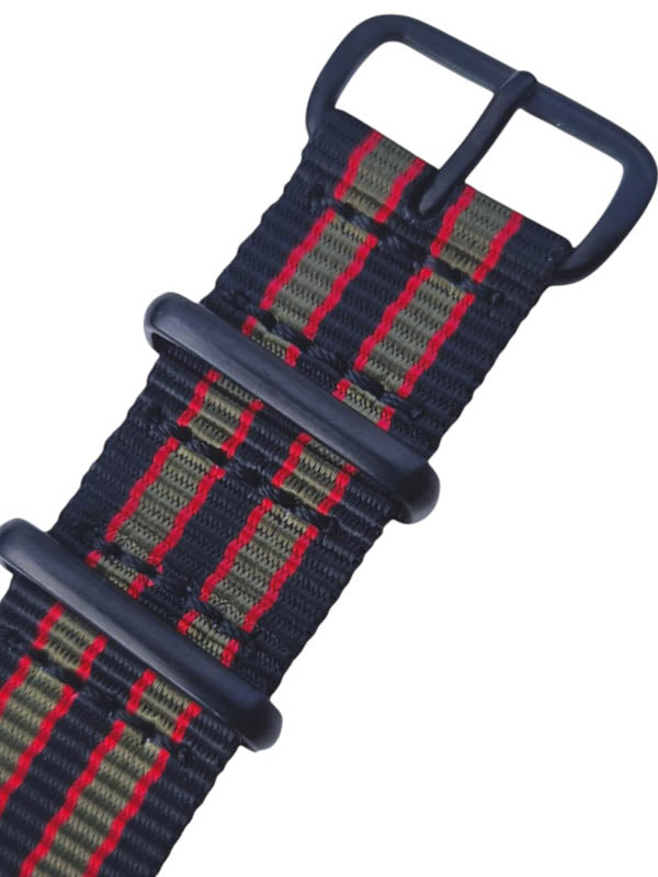 NATO STRAP Einteiliges Durchzugsarmband, Farbe schwarz oliv orange