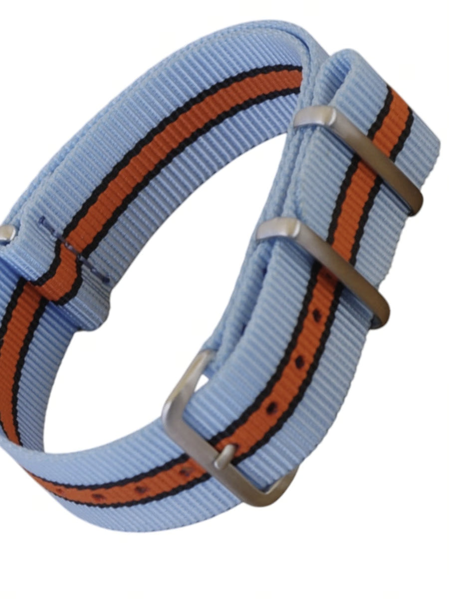 Einteiliges uhren, Armband, Nato sTrap, hellblau, orange, schwarz