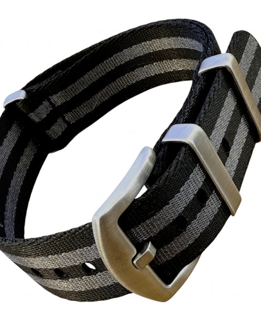 Nato Strap - EXTRA Lang -Farbe grau schwarz