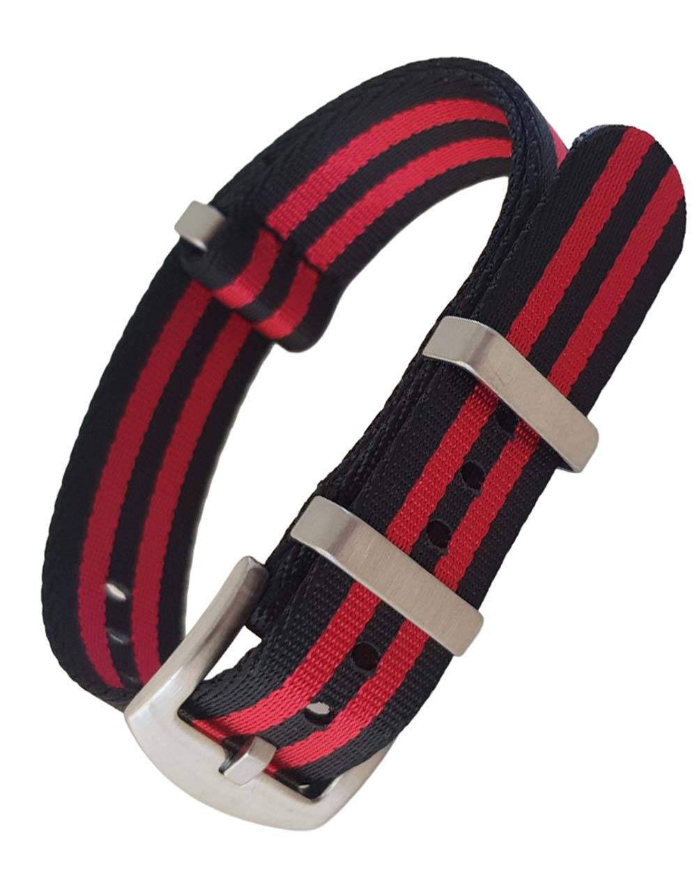 NATO Strap – rot schwarzes Uhrenarmband Seatbelt Nylon