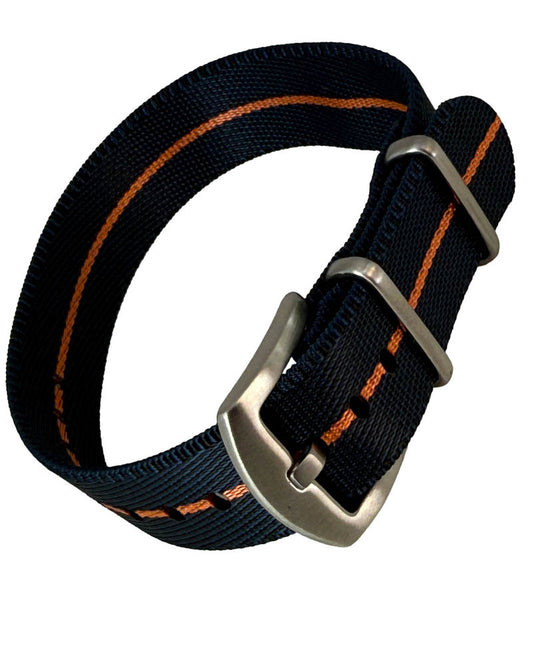 Nato Strap - single pass - navy - dünn orange