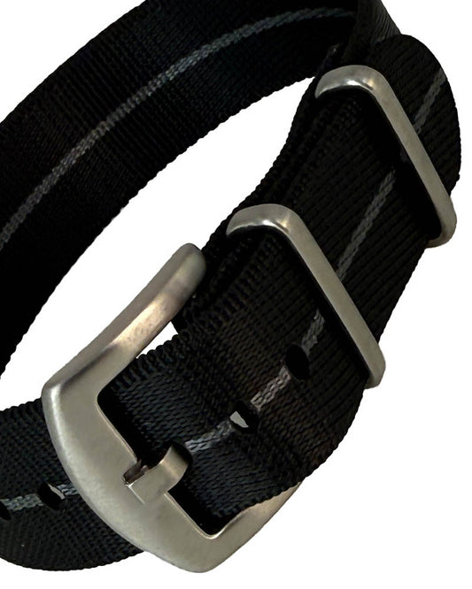 Nato Strap - single pass - schwarz - dünn grau
