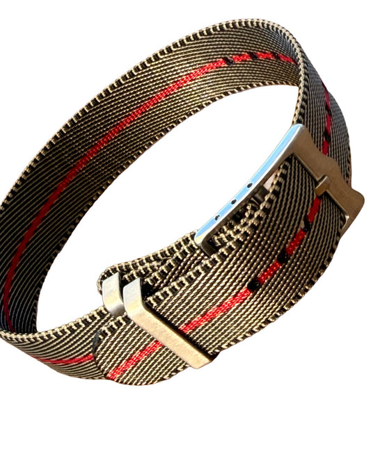 Nato Strap Premium - Farbe sand - schwarz - rot