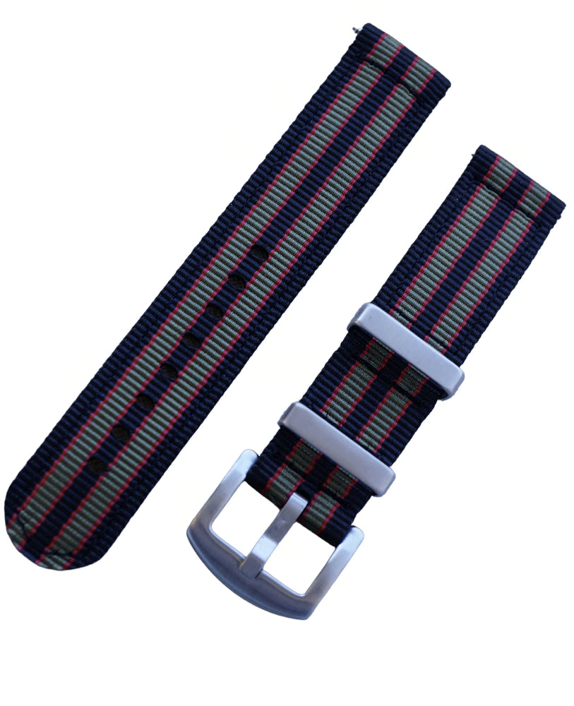 Zweiteiliges Uhrenarmband mit verbesserter schließe Goldfinger schwarz oliv orange gestreift