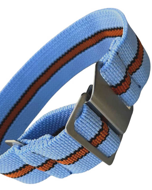 Stretch Armband mit Spangen schließe Farbe hellblau orange, schwarz Gulf